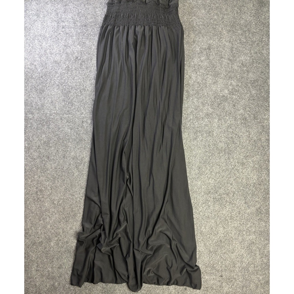 Women's Black Halter Maxi Dress Beaded Empire‎ Waist Sleeveless Size M.      A11